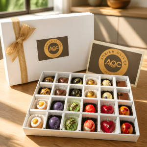 Adrian Oliver Chocolates 24 box of luxury handmade artisan bonbons with gift box and card